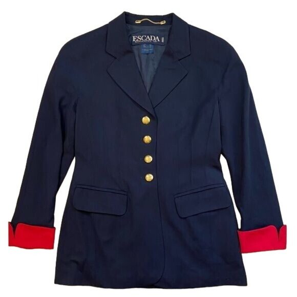 Vintage 1990's Escada by Margaretha Ley 100% Wool Jacket in Navy - Picture 2 of 6